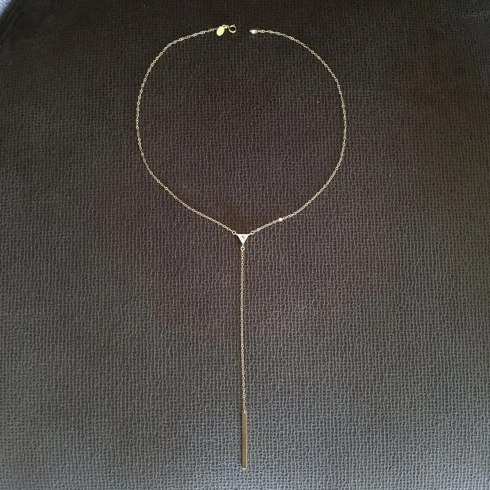 Silver🤍 Wren🪶 Cubic Zirconia💎 & Gold💛 Filled Bar Y-Necklace